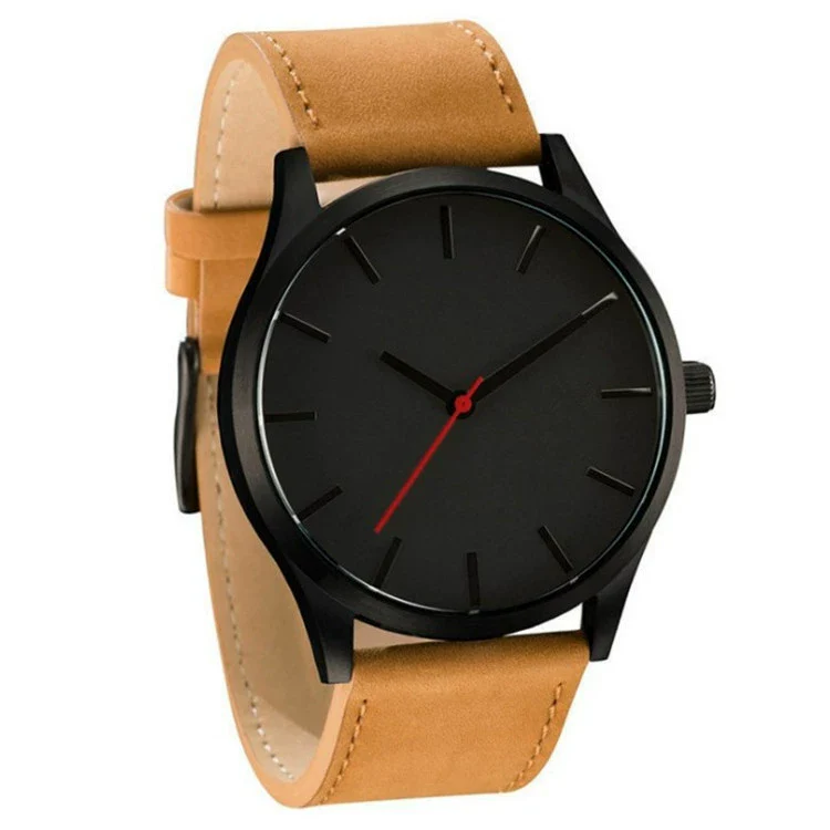 Fashion Men's Metal Case Leather Strap Round Dial Quartz Watch - Image 4