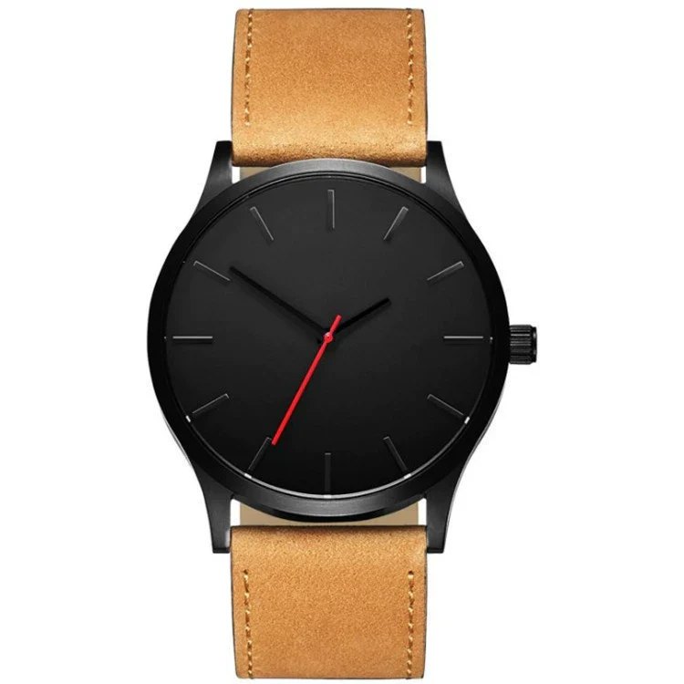 Fashion Men's Metal Case Leather Strap Round Dial Quartz Watch - Image 6