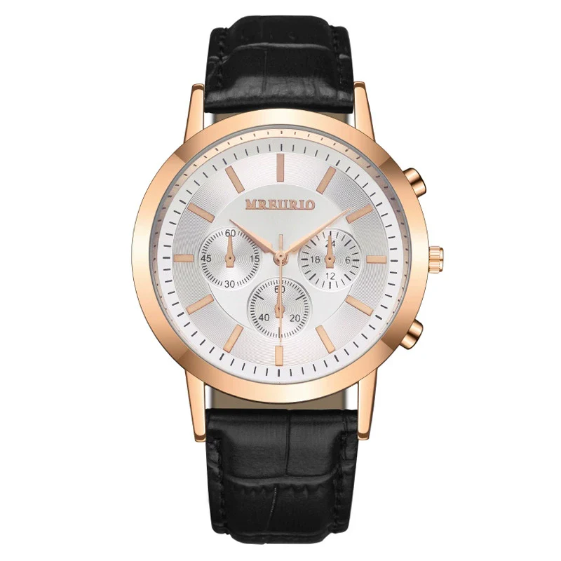 Fashion Men's Metal Leather Belt Quartz Watch With Round Dial And Mineral Strengthened Glass Mirror - Image 6