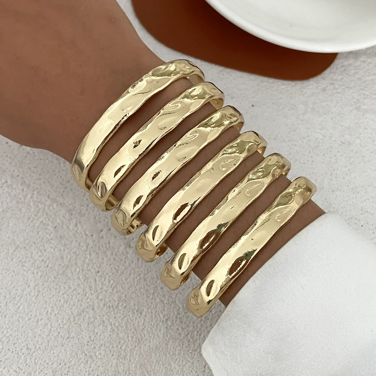Fashion Metal Glossy Plain Faceted Spring Ring Bracelet Electroplated - Image 12
