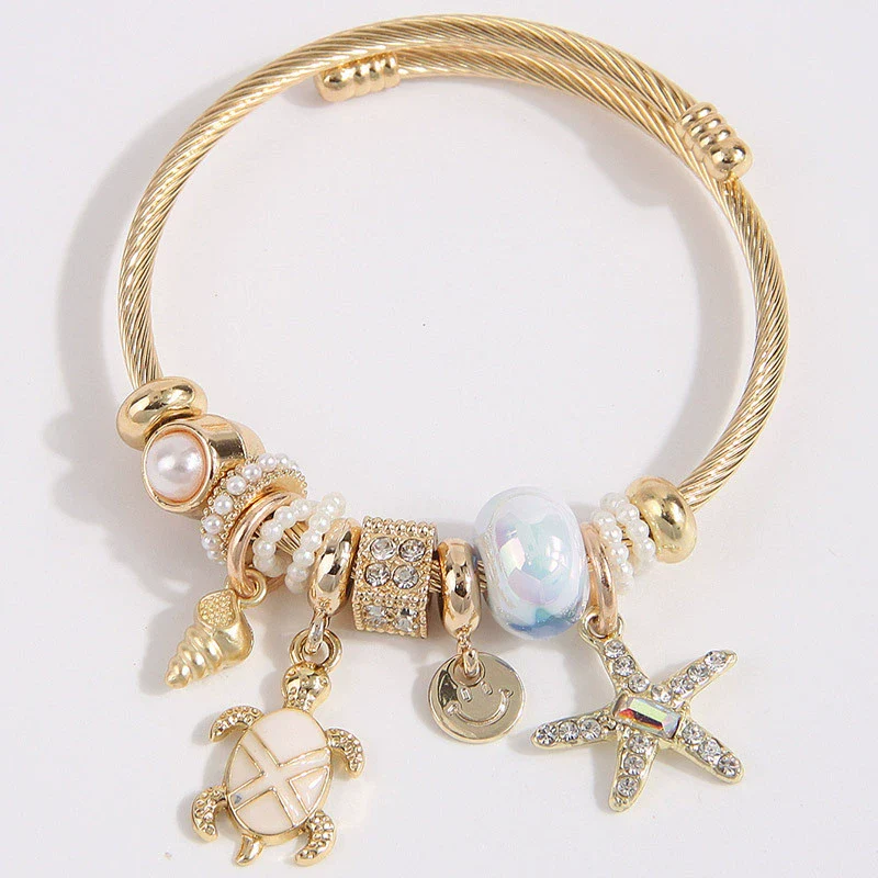 Fashion Metal Turtle Starfish Pendant Bracelet Stainless Steel Zinc Alloy - Image 2
