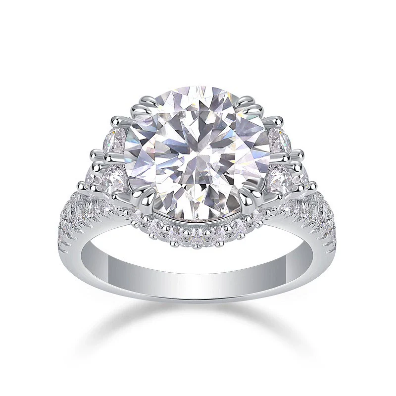 Fashion Moissanite Inlaid Geometric S925 Silver Ring For Women