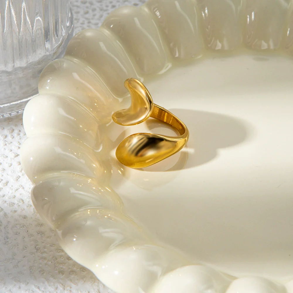 Fashion Ol Simple Stainless Steel Nonfading Real Gold Irregular Geometric Ring With Electroplating - Image 2