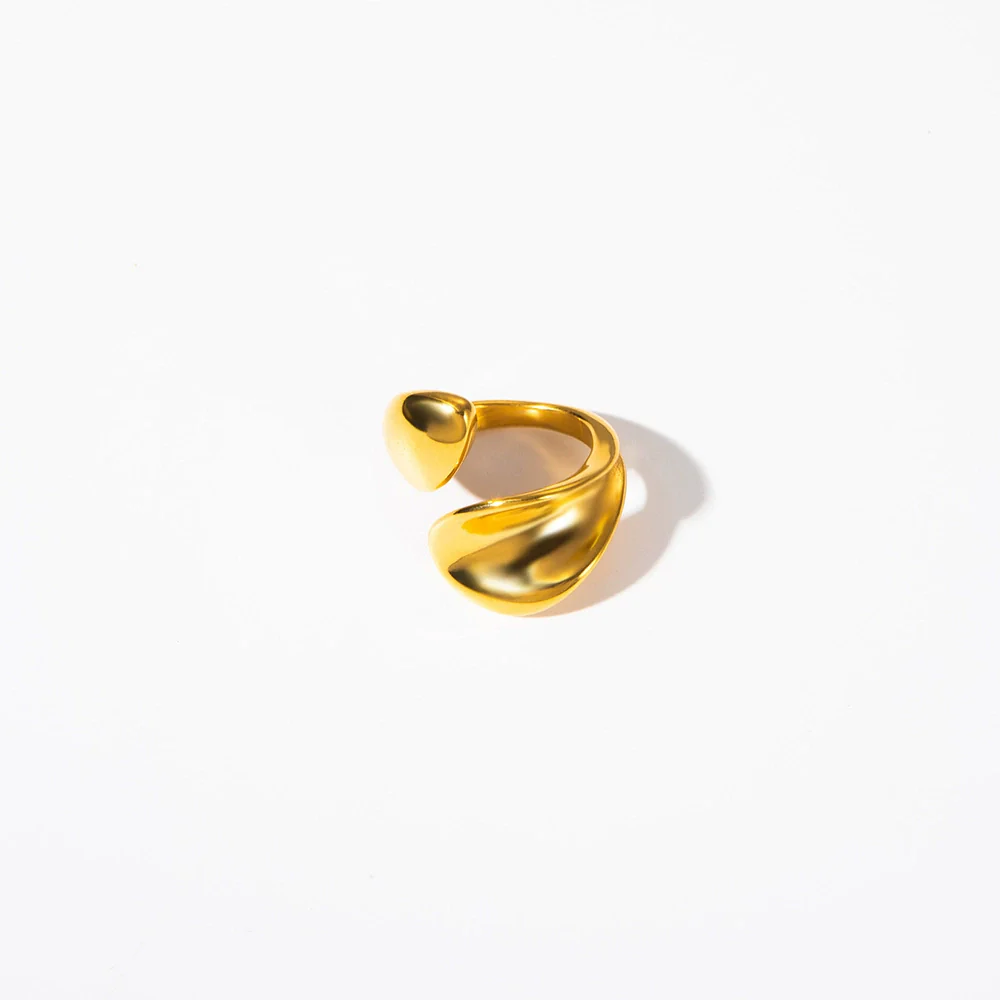 Fashion Ol Simple Stainless Steel Nonfading Real Gold Irregular Geometric Ring With Electroplating - Image 5