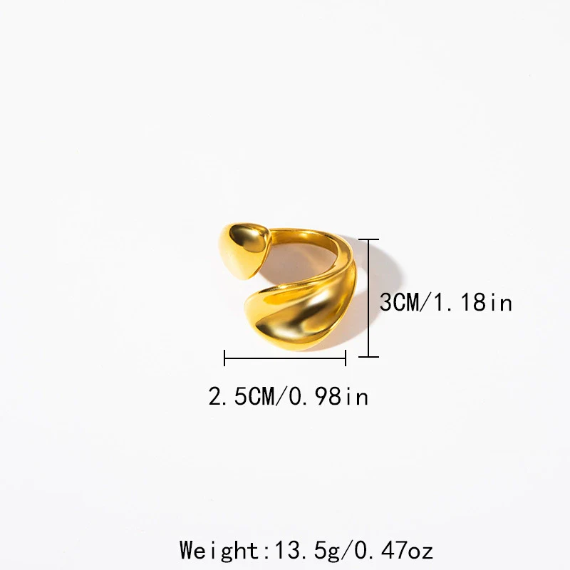 Fashion Ol Simple Stainless Steel Nonfading Real Gold Irregular Geometric Ring With Electroplating - Image 6