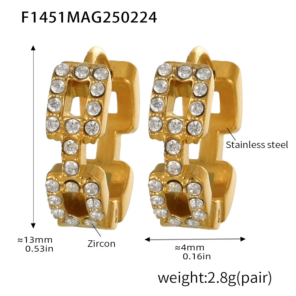 Fashion Ol Style Geometric Stainless Steel Gold Plated Earrings And Ring Jewelry For Women - Image 10