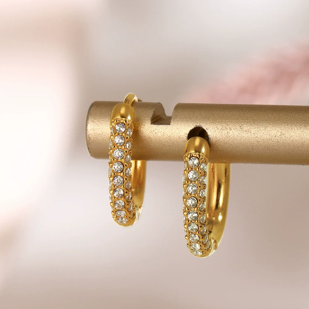 Fashion Ol Style Geometric Stainless Steel Gold Plated Earrings And Ring Jewelry For Women - Image 2