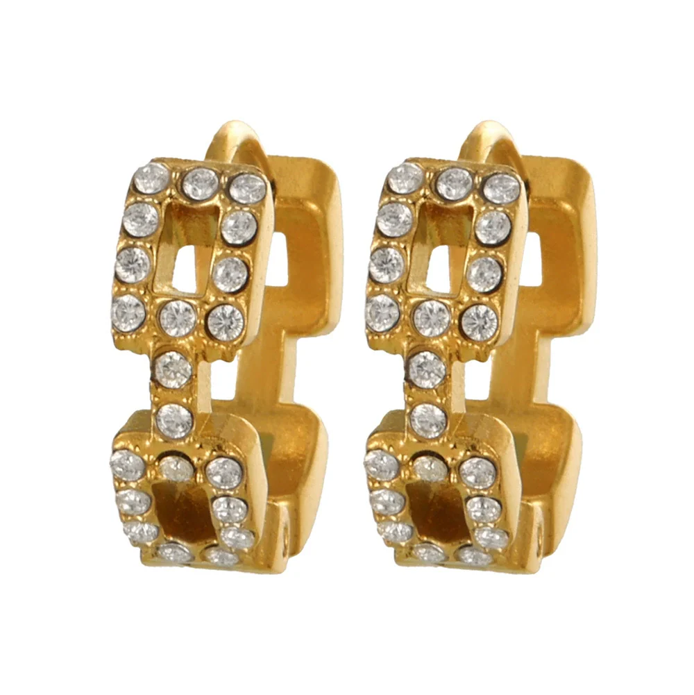 Fashion Ol Style Geometric Stainless Steel Gold Plated Earrings And Ring Jewelry For Women - Image 5