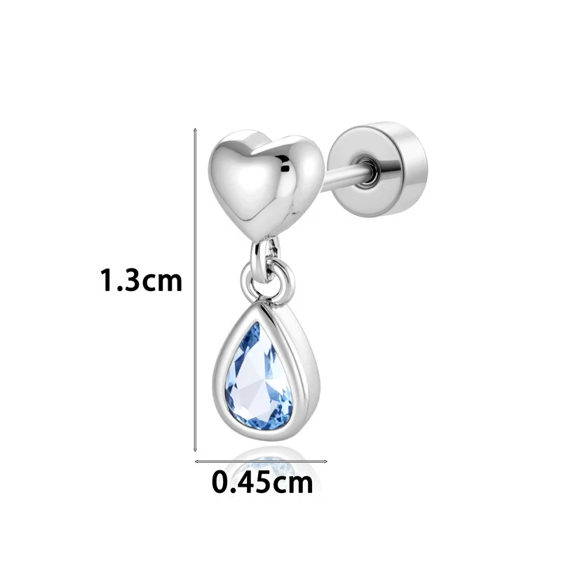 Fashion Ol Style Metal Heart Shape Titanium Steel Zirconia Doubleheaded Screw Piercing Earrings For Women - Image 6