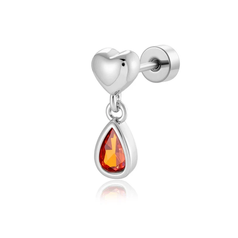 Fashion Ol Style Metal Heart Shape Titanium Steel Zirconia Doubleheaded Screw Piercing Earrings For Women - Image 8