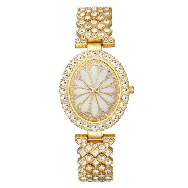 Fashion Oval Alloy Diamond Bracelet Women's Quartz Watch With Printed Dial And Stainless Steel Buckle - Image 6