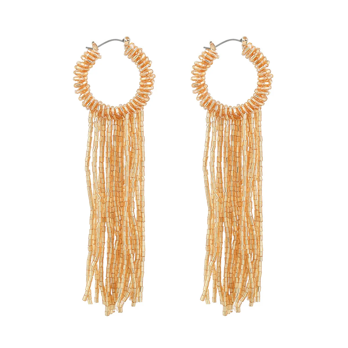 Fashion Retro Glass Tube Woven Long Tassel Geometric Women's Earrings - Image 4