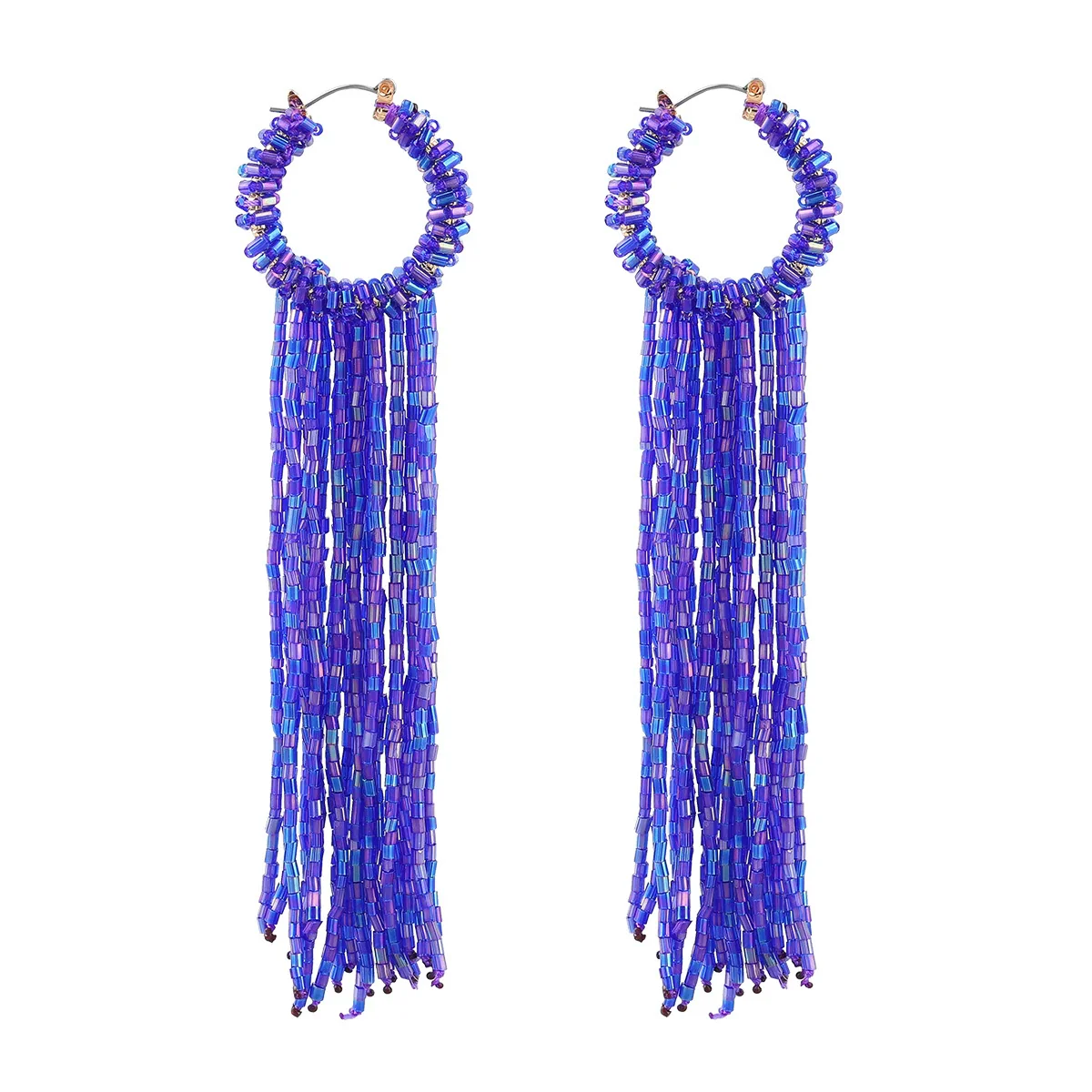 Fashion Retro Glass Tube Woven Long Tassel Geometric Women's Earrings - Image 5