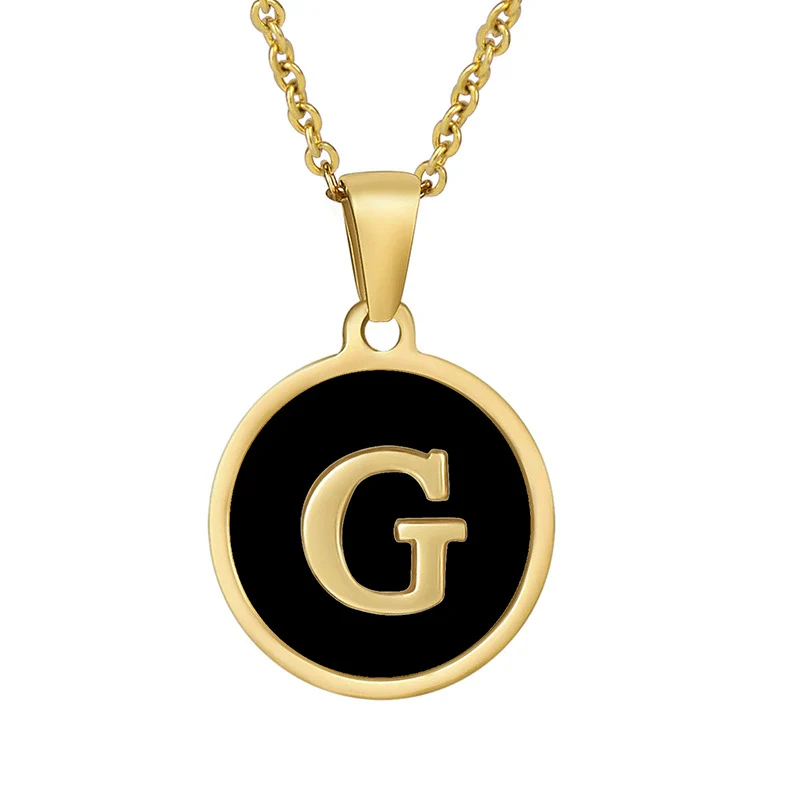 Fashion Round Stainless Steel And 316L Stainless Steel Letter Pendant Necklace For Female - Image 12