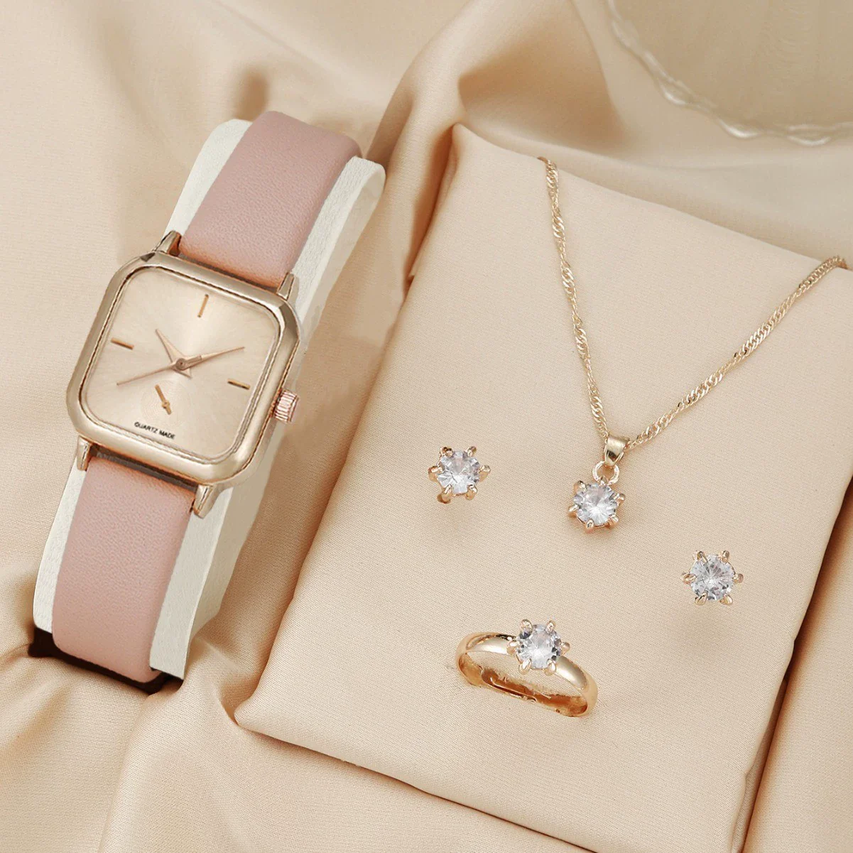 Fashion Simple Business Square Alloy Rhinestone Jewelry Pu Strap Quartz Watch For Female - Image 6