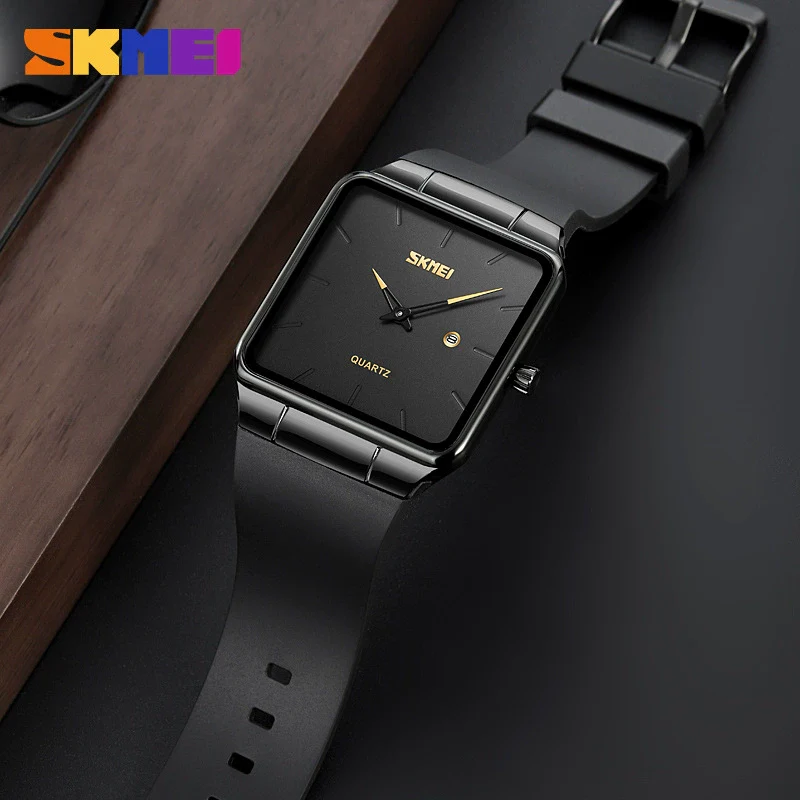 Fashion Square Men's Watch Zinc Alloy Case Tpu Strap Mineral Reinforced Glass Mirror Quartz Waterproof - Image 3