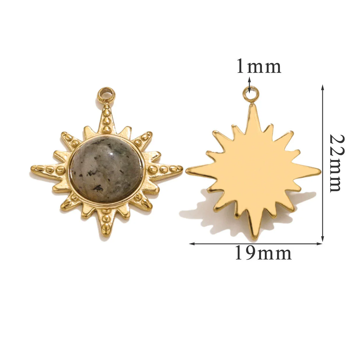Fashion Stainless Steel Natural Stone Tiger Eye Stone Classic Eight Mans Star Element Titanium Steel Flower Pendant Electroplated 18K Gold Diy Necklace Earrings Accessories - Image 7