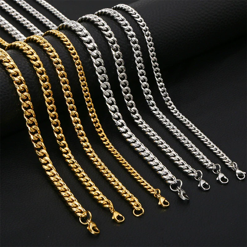 Fashion Titanium Steel And Stainless Steel Round Grinding Cuban Chain Necklace With Wave Pattern And Geometric Style Unisex Jewelry With Electroplating Treatment - Image 2