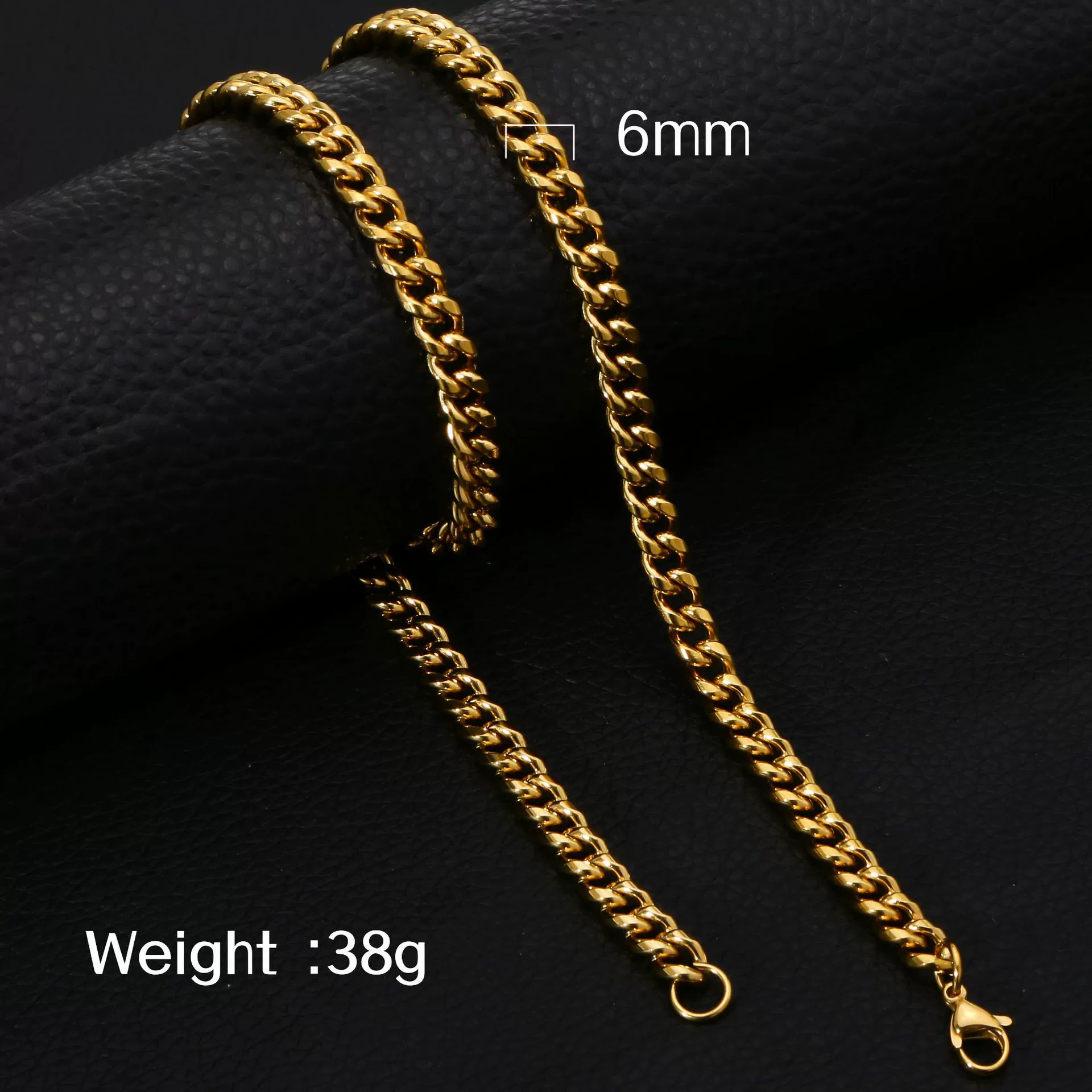 Fashion Titanium Steel And Stainless Steel Round Grinding Cuban Chain Necklace With Wave Pattern And Geometric Style Unisex Jewelry With Electroplating Treatment - Image 7