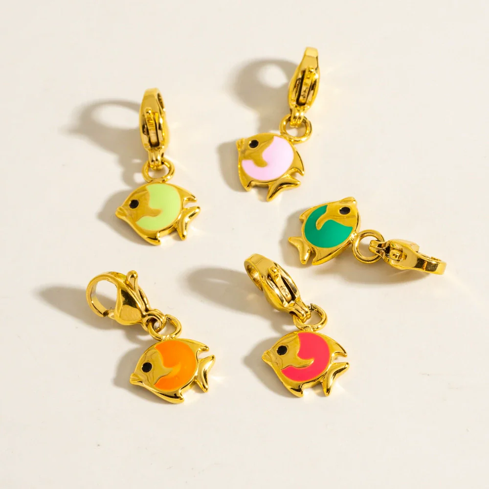 Fashion Tropical Fish Stainless Steel Jewelry Accessories Cute Oil Dropping Marine Elements Fish Pendant - Image 3