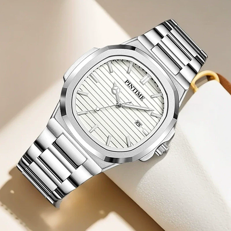 Fashion Ultrathin Men's Alloy And Stainless Steel Quartz Watch With Luminous Calendar Waterproof Round Dial - Image 2