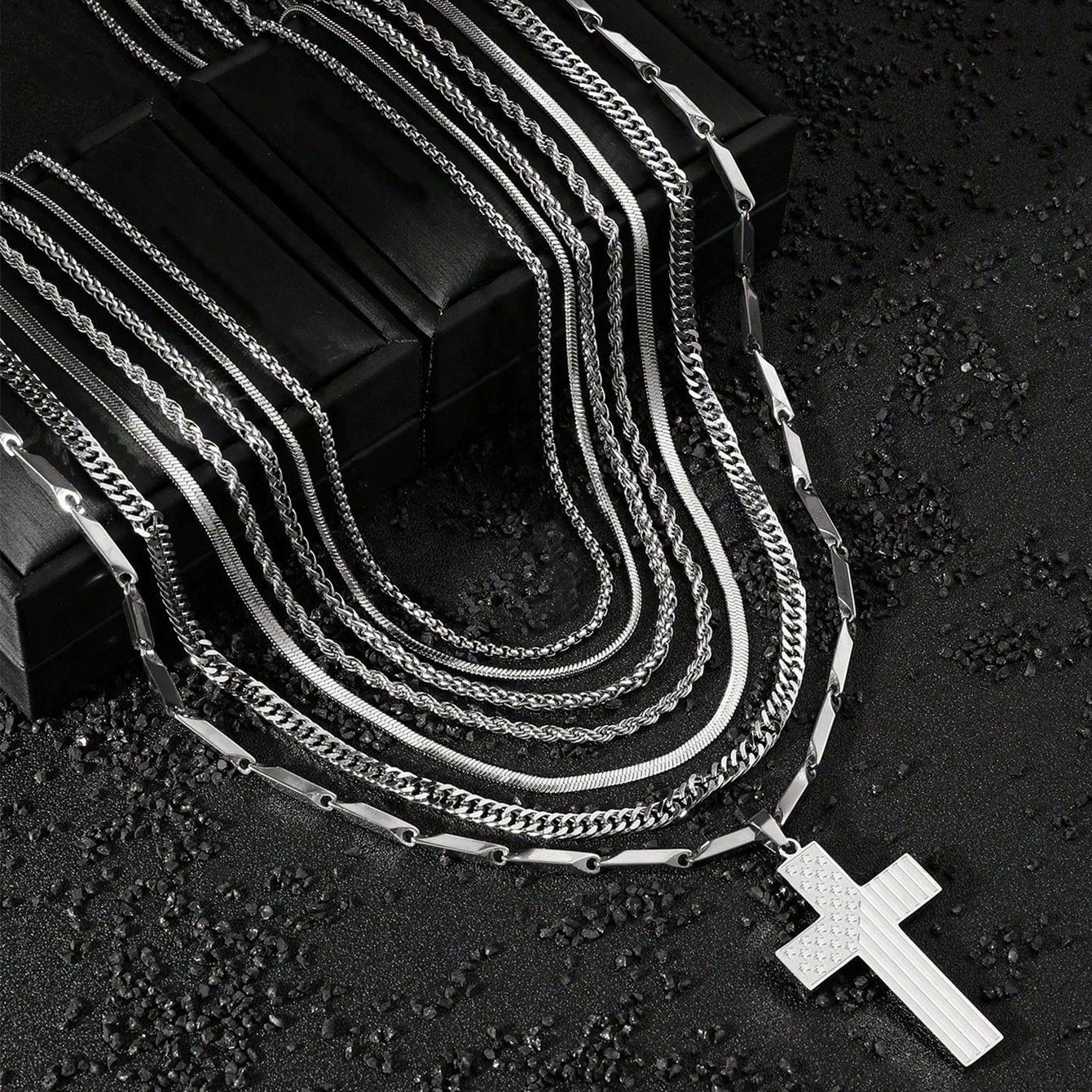 Fashion Unisex Stainless Steel And Titanium Steel Chain Necklace Hip Hop Style Electroplated - Image 11