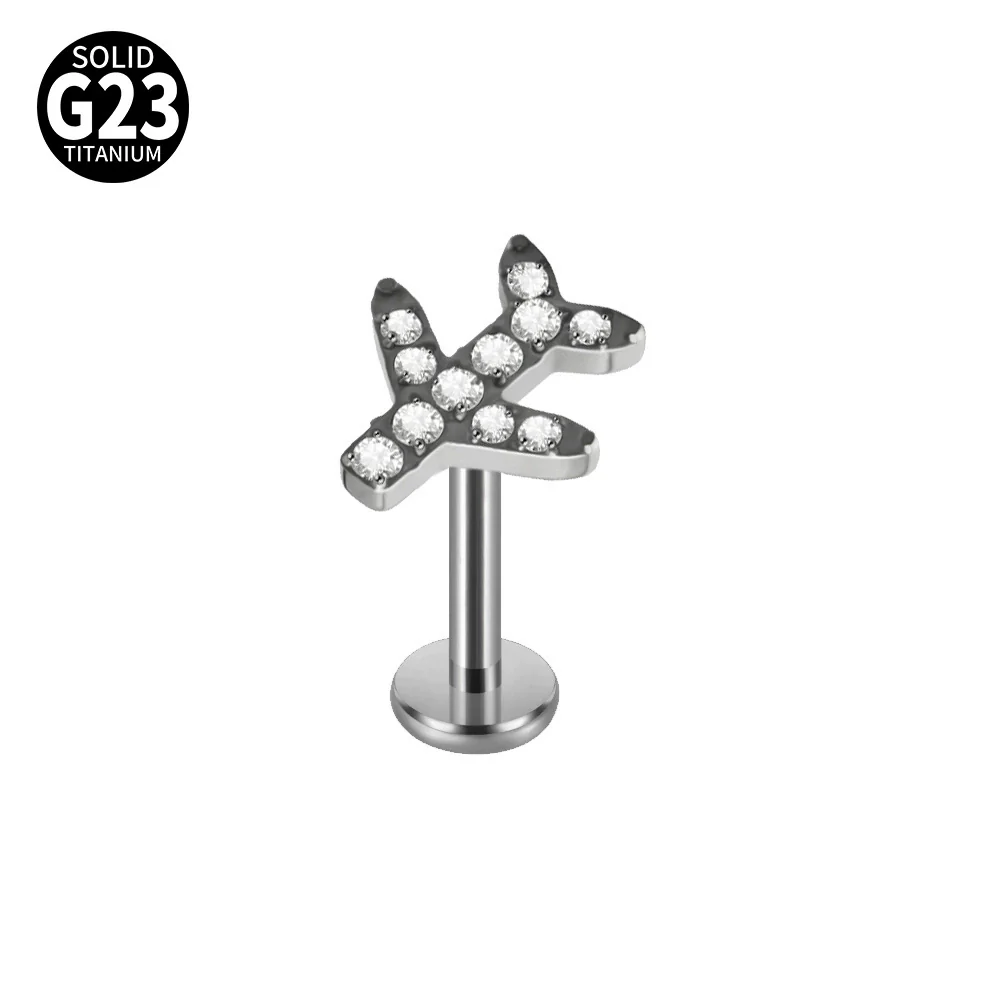 Fashion Vshaped Tulip Flower Lip Heart Shape G23 Titanium Zircon Electroplated Piercing Inner Tooth Earrings - Image 15