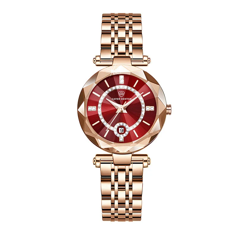 Fashion Waterproof Ladies Quartz Calendar Watch With Star Drill Surface Solid Stainless Steel Band Mineral Strengthened Glass Mirror And Alloy Case - Image 7