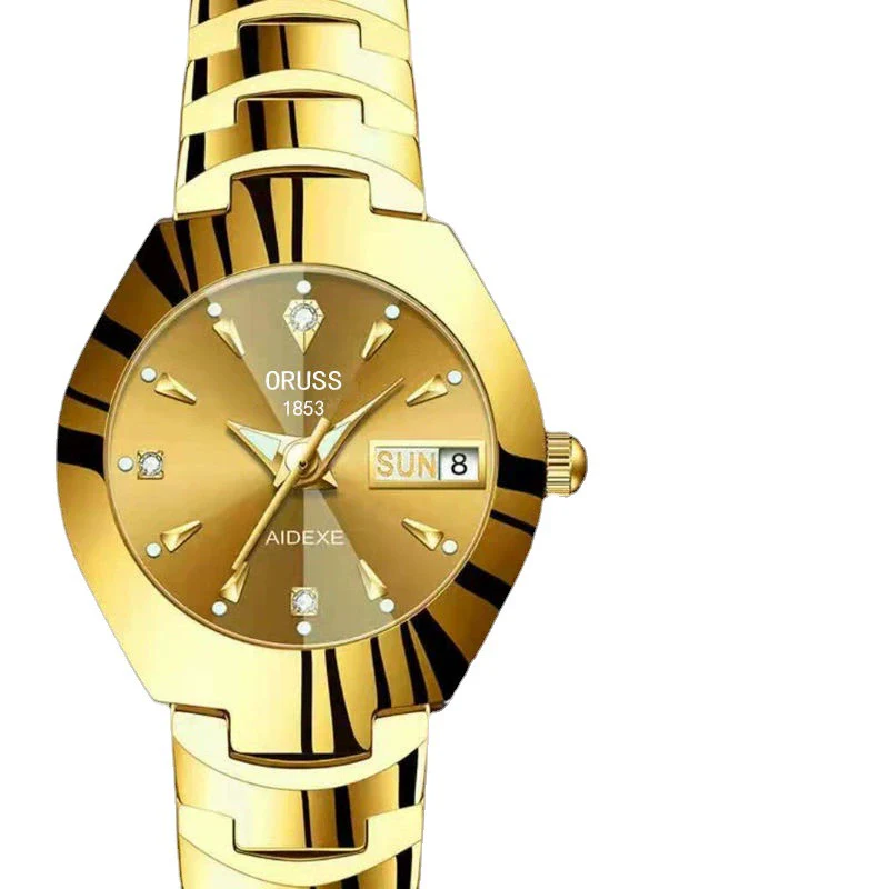 Fashion Waterproof Luminous Women's Steel Belt Quartz Watch With Double Calendar And Round Dial - Image 5