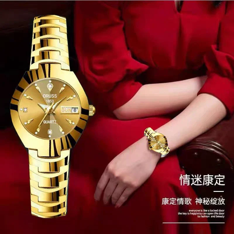 Fashion Waterproof Luminous Women's Steel Belt Quartz Watch With Double Calendar And Round Dial - Image 6