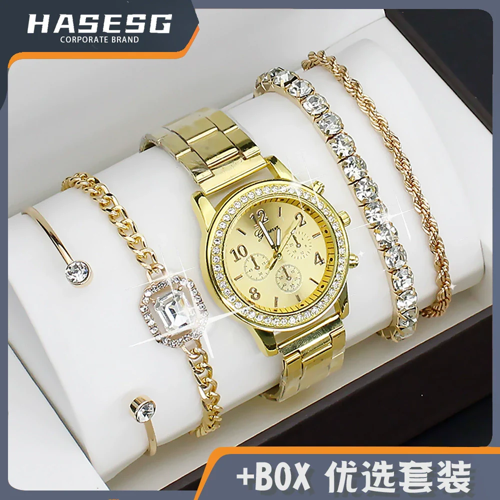 Fashion Women's Alloy Quartz Watch With Imitation Leather Strap And Stainless Steel Clasp