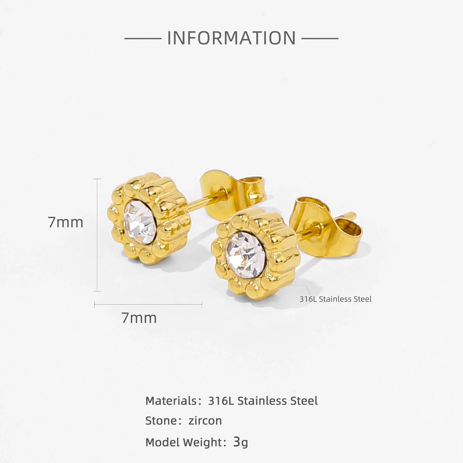 Fashion Women's Geometric Stainless Steel Electroplated Brown Gemstone Earrings - Image 9