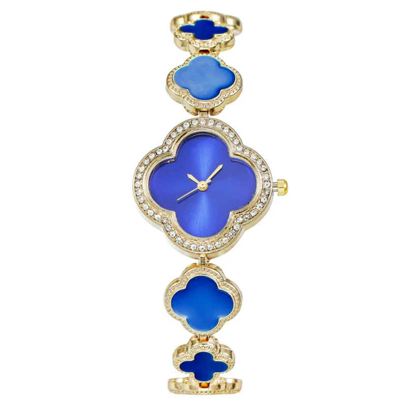 Fashion Women's Metal Petals Fourleaf Clover Flower Shape Quartz Watch Bracelet - Image 7