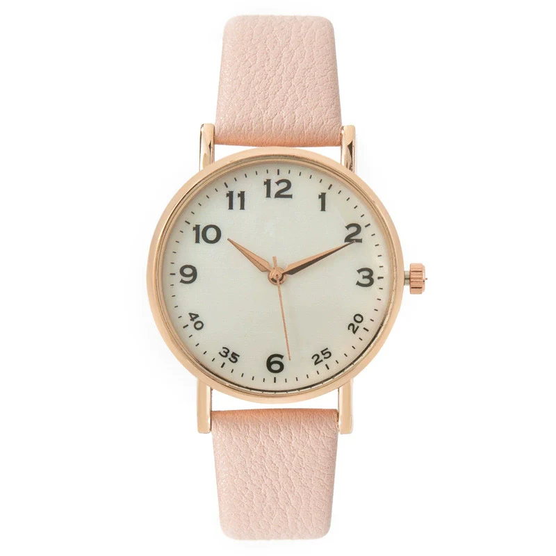 Fashion Women's Quartz Watch Alloy Case Imitation Leather Strap Stainless Steel Buckle Round Dial