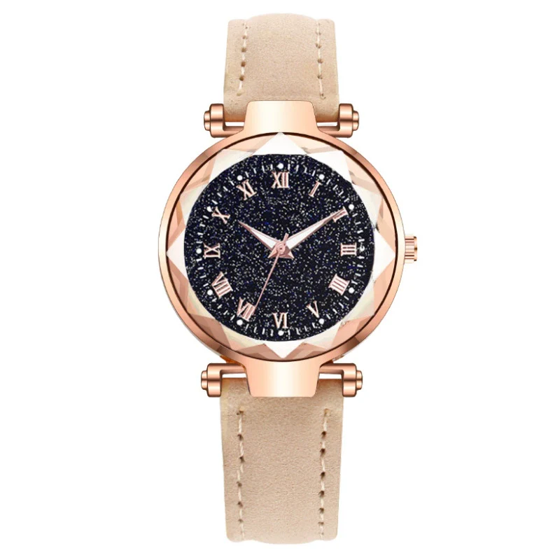Fashion Women's Quartz Watch With Starry Sky Roman Pattern Leather Strap Alloy Case - Image 10