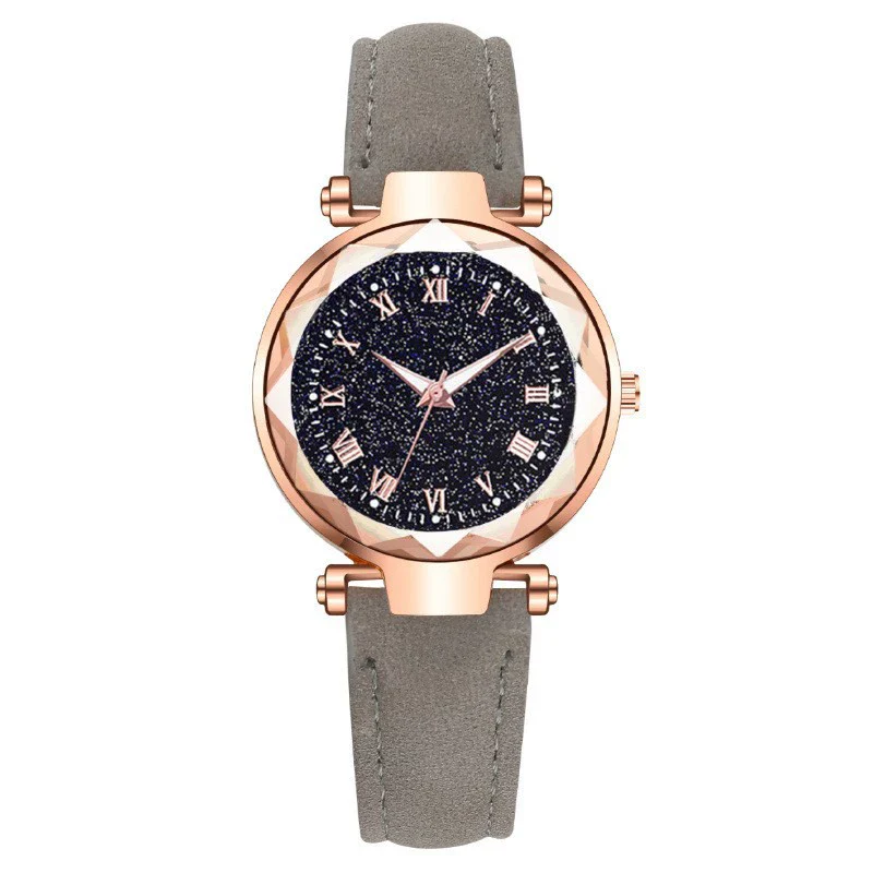 Fashion Women's Quartz Watch With Starry Sky Roman Pattern Leather Strap Alloy Case - Image 12