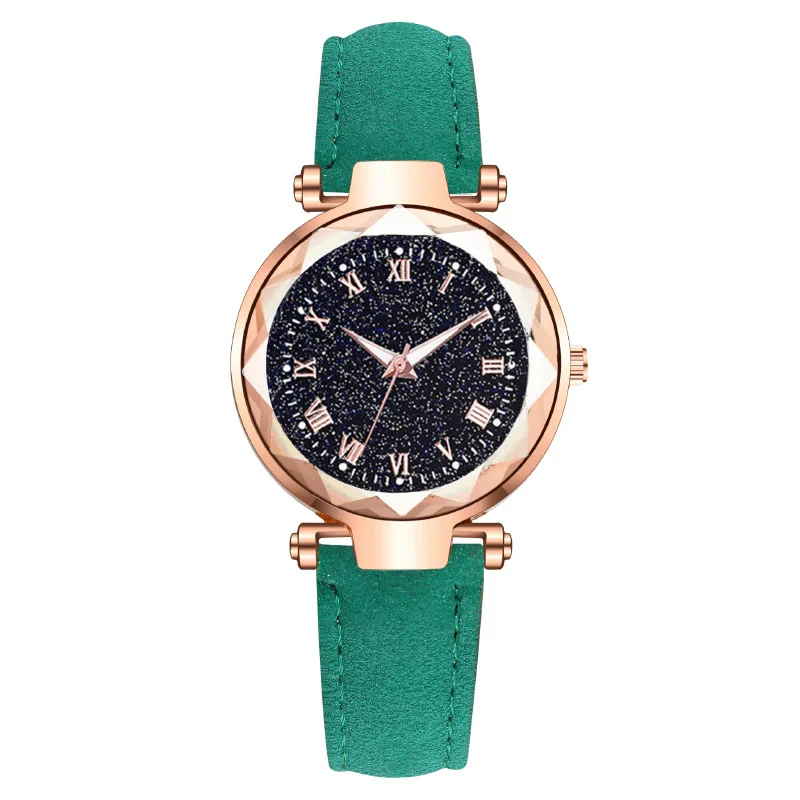 Fashion Women's Quartz Watch With Starry Sky Roman Pattern Leather Strap Alloy Case - Image 5