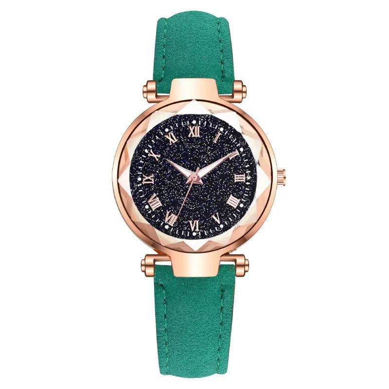 Fashion Women's Quartz Watch With Starry Sky Roman Pattern Leather Strap Alloy Case - Image 8