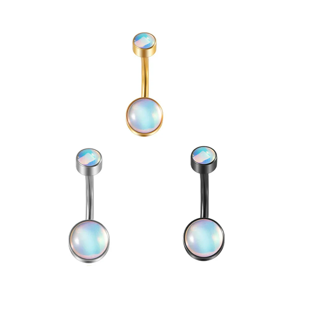 Fashion Women's Stainless Steel Geometric Doubleheaded Flash Navel Ring Dripping Oil Navel Piercing Jewelry - Image 8