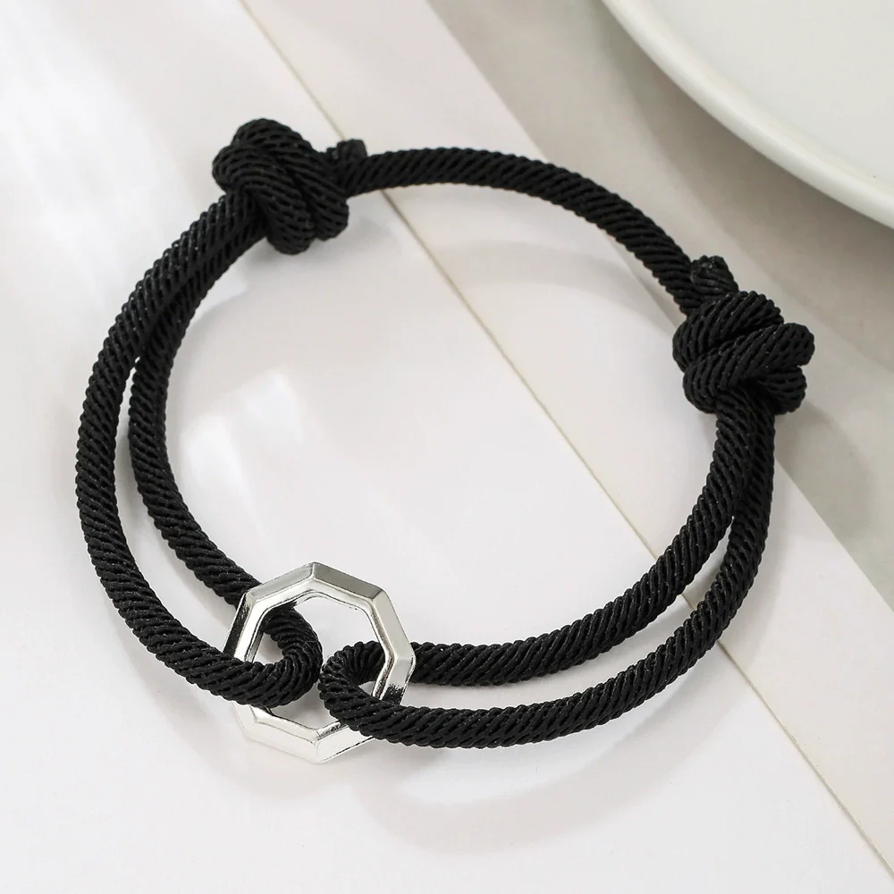 Fashion Woven Bracelet Unisex Geometric Rope Alloy Handmade - Image 2