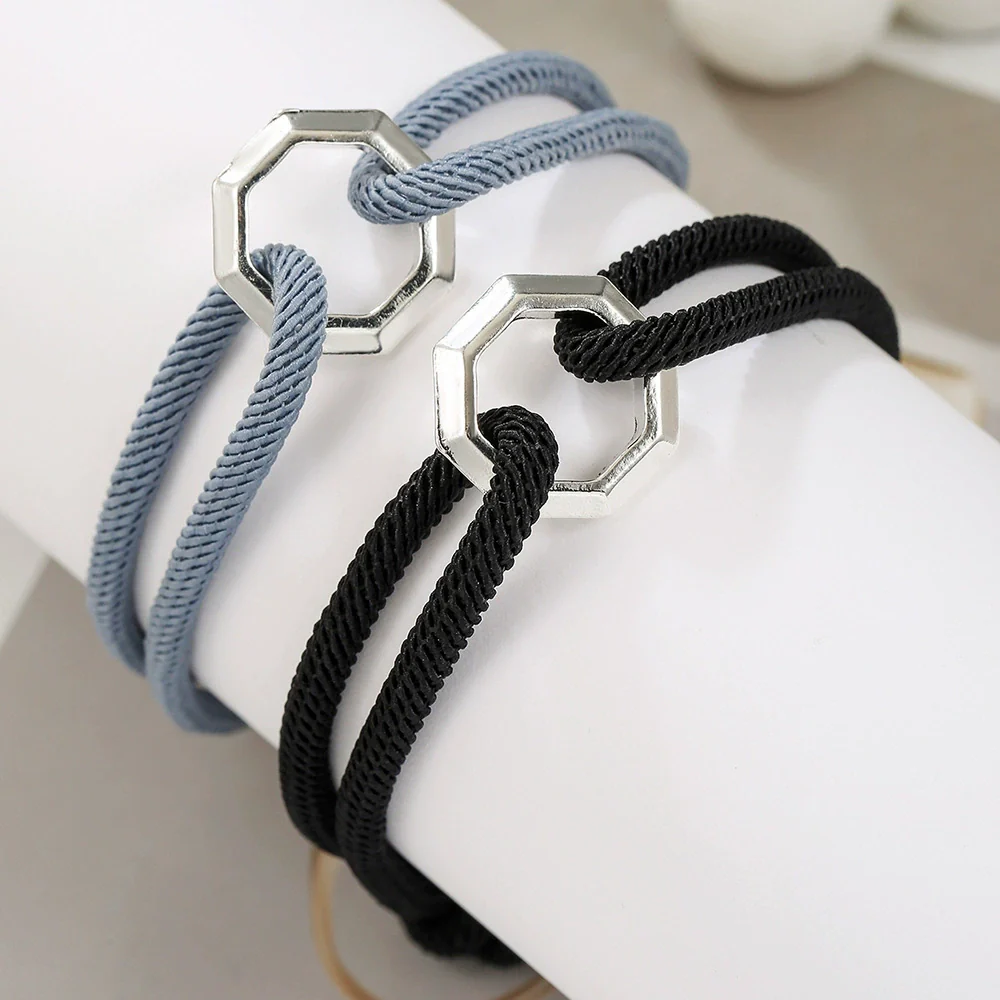 Fashion Woven Bracelet Unisex Geometric Rope Alloy Handmade - Image 3