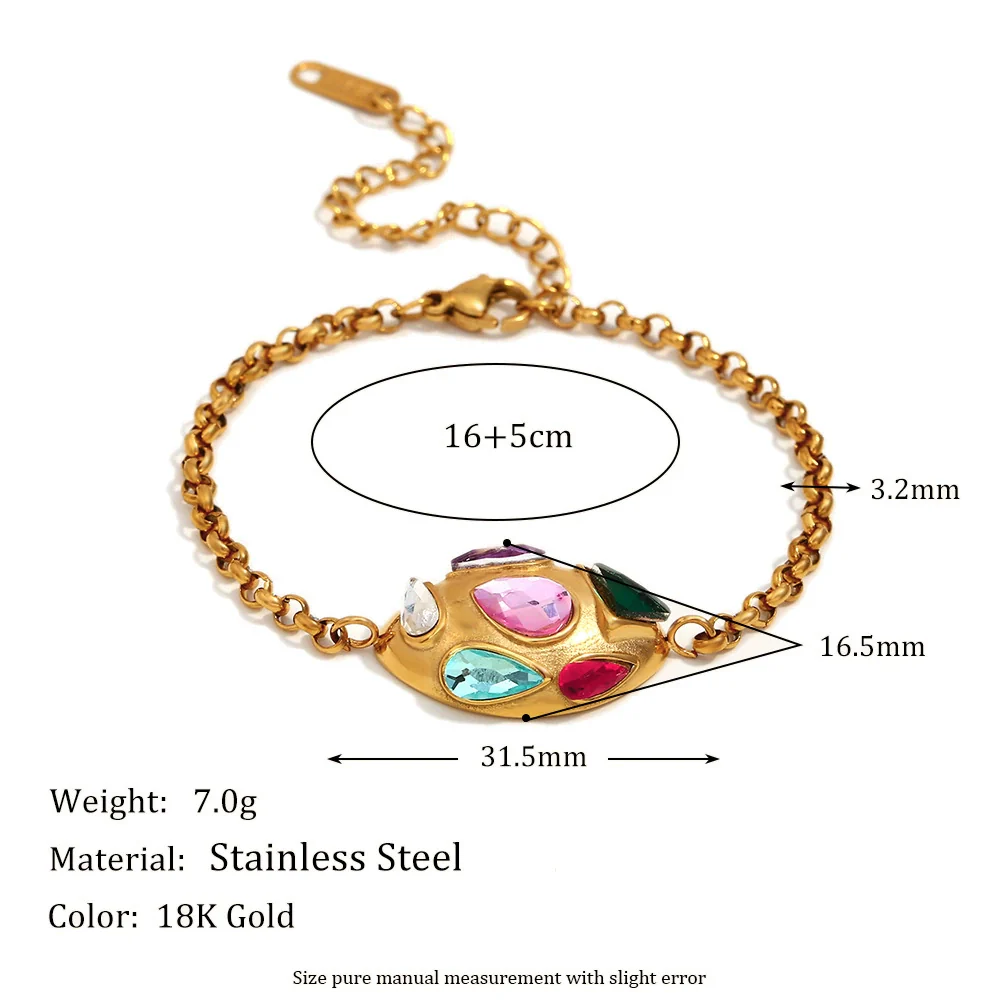 Fashionable 18K Gold Plated Geometric Stainless Steel Three Dimensional Oval Bracelet For Women - Image 2