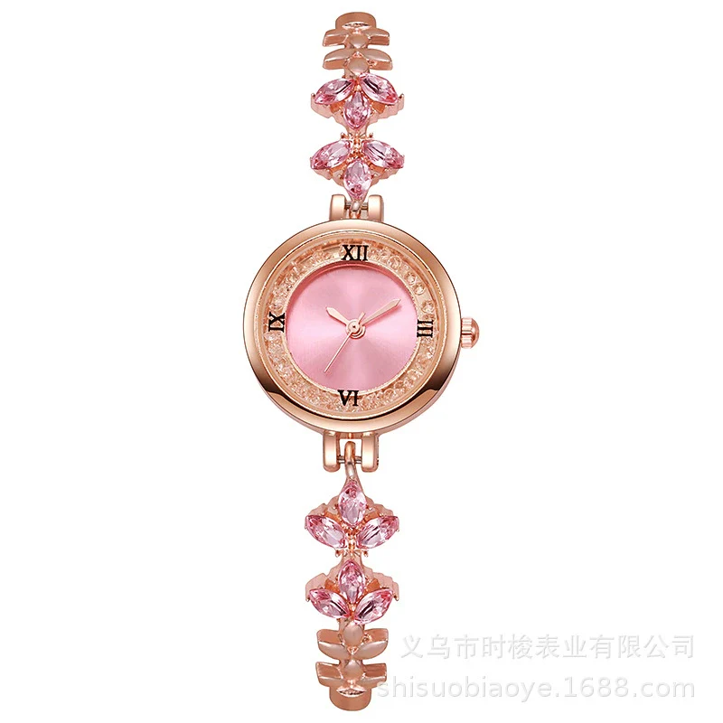 Fashionable Alloy Women's Bracelet Watch With Rhinestone Ball Quicksand And Round Dial - Image 5