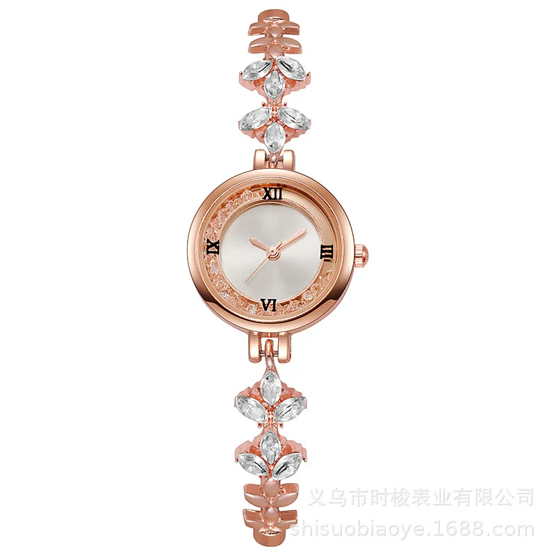 Fashionable Alloy Women's Bracelet Watch With Rhinestone Ball Quicksand And Round Dial - Image 7