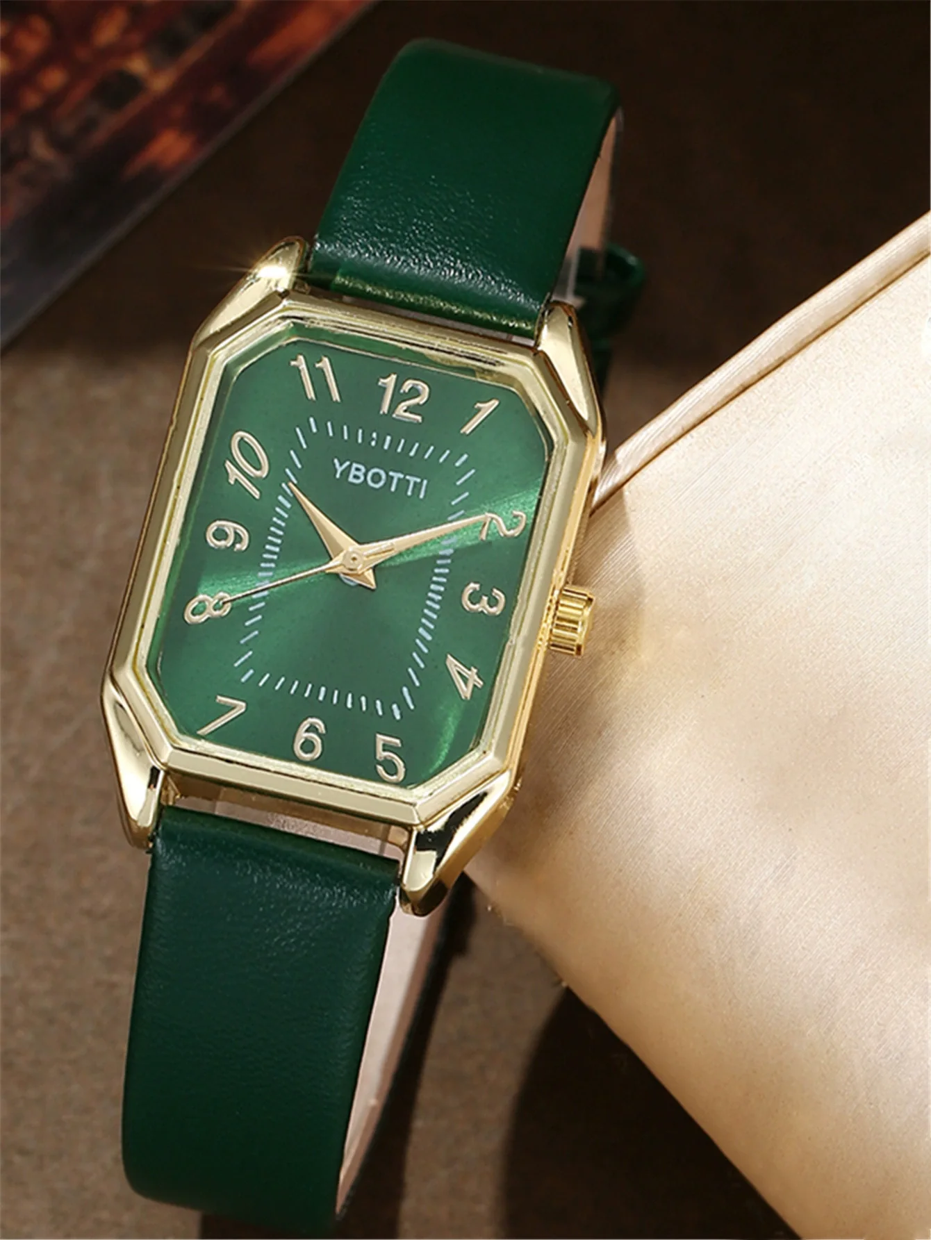 Fashionable Casual Leather Women's Square Quartz Watch And Rhinestone Jewelry Set With Stainless Steel And Pu Materials - Image 12