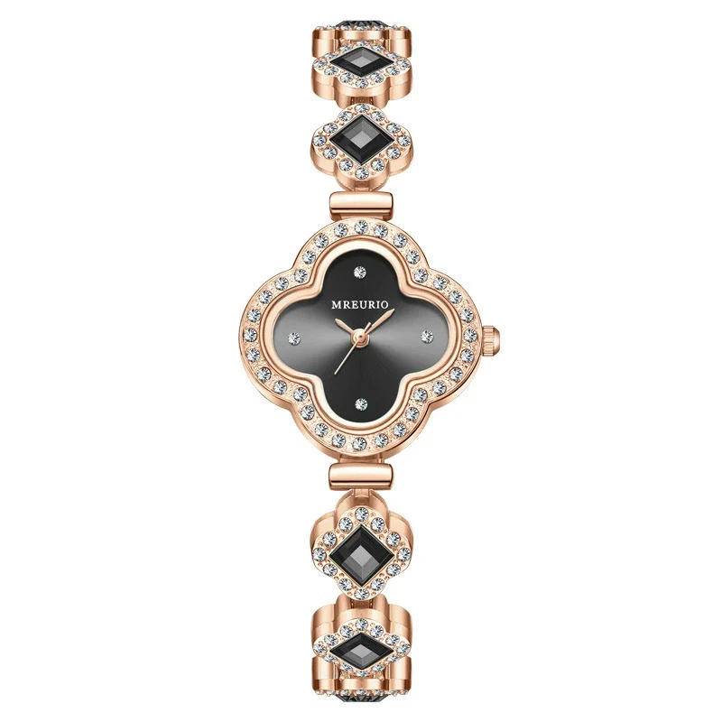 Fashionable Fourleaf Clover Women's Metal Bracelet Quartz Watch With Flower Shape Dial - Image 11