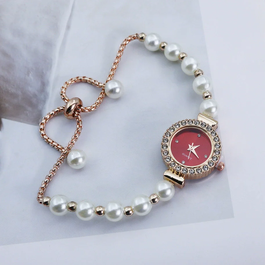 Fashionable Pearl Alloy Round Dial Female Student Watch - Image 7
