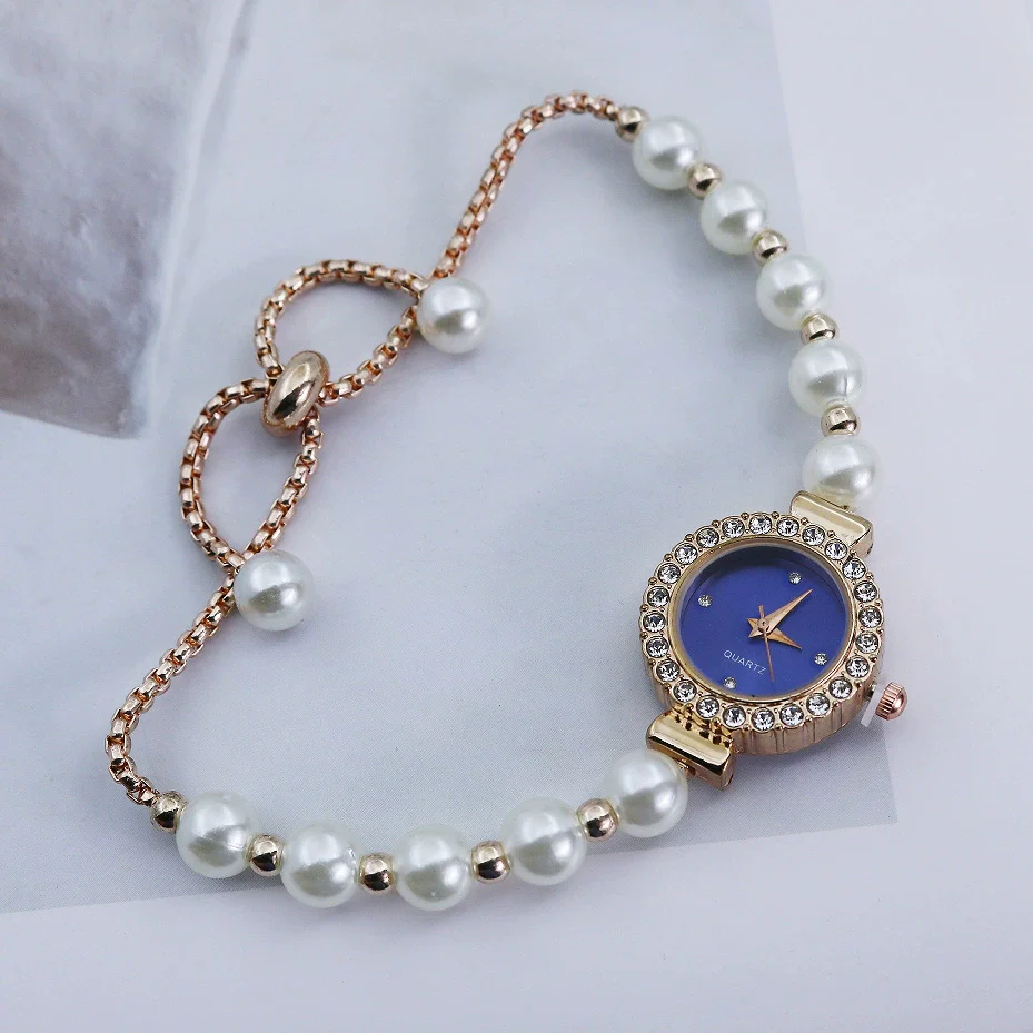 Fashionable Pearl Alloy Round Dial Female Student Watch - Image 9