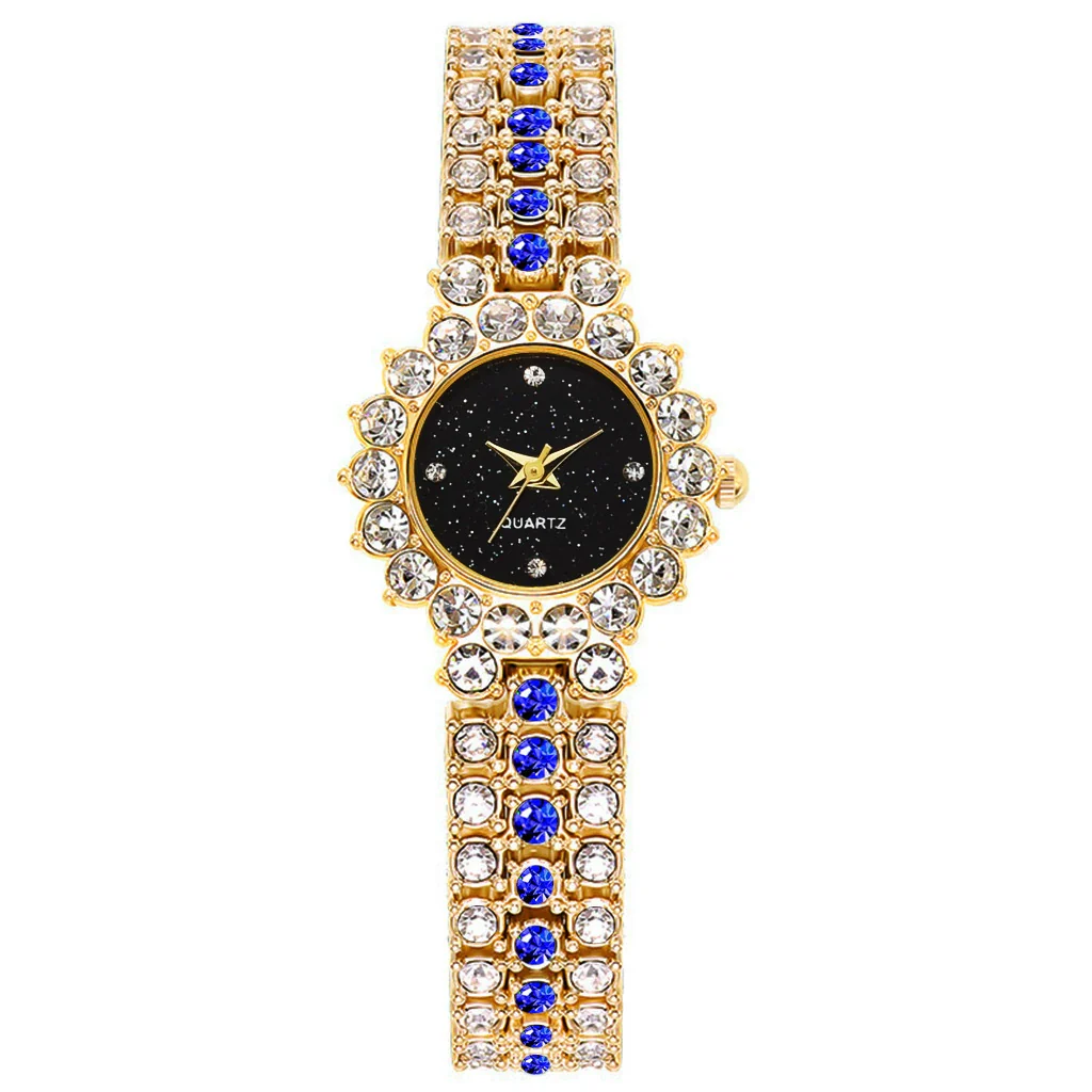 Fashionable Women's Diamondencrusted Quartz Bracelet Watch With Starry Sky Design Alloy Case Rose Gold Buckle And Round Dial - Image 7