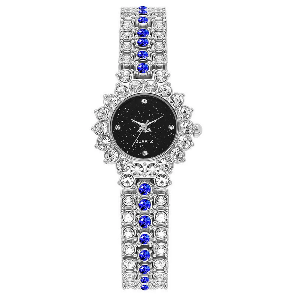 Fashionable Women's Diamondencrusted Quartz Bracelet Watch With Starry Sky Design Alloy Case Rose Gold Buckle And Round Dial - Image 9